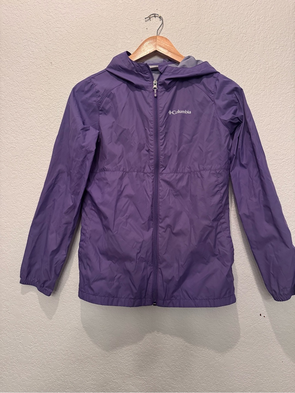 Columbia Girls' Purple Hooded Windbreaker Jacket